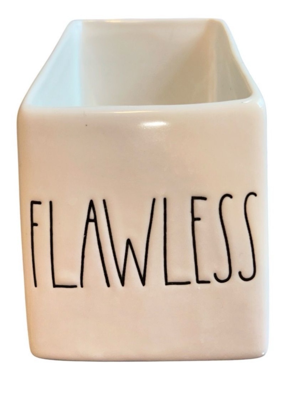 Rae Dunn White Ceramic 'FLAWLESS' Brush Holder